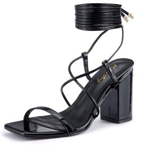 Black Chunky Heel Sandals